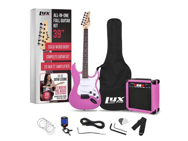LyxPro 39 inch Electric Guitar Kit Bundle with 20w Amplifier, All Accessories, Digital Clip On Tuner, Six Strings, Two Picks, Tremolo Bar, Shoulder...