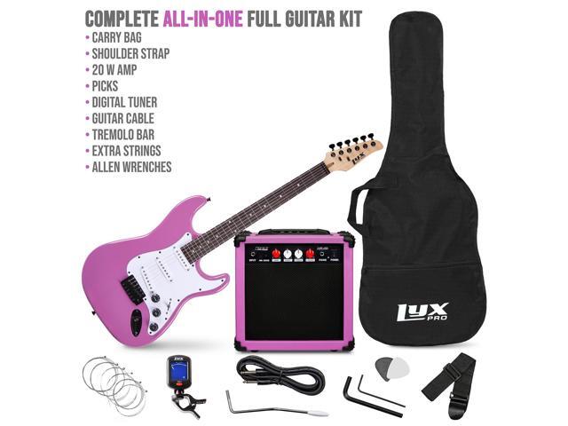 LyxPro 39 inch Electric Guitar Kit Bundle with 20w Amplifier, All Accessories, Digital Clip On Tuner, Six Strings, Two Picks, Tremolo Bar, Shoulder...