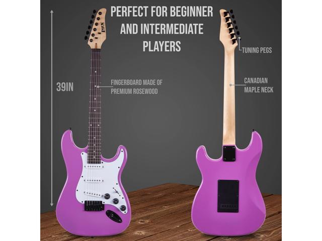 LyxPro 39 inch Electric Guitar Kit Bundle with 20w Amplifier, All Accessories, Digital Clip On Tuner, Six Strings, Two Picks, Tremolo Bar, Shoulder...