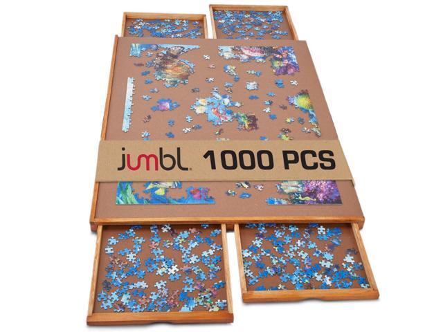 Jumbl 1000-Piece Puzzle Board 23 x 31 Wooden Jigsaw Puzzle Table with 4 Removable Storage & Sorting Drawers Smooth Plateau Fiberboard Work...