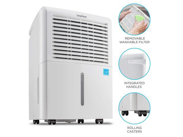 Ivation 4,500 Sq Ft Smart Wi-Fi Energy Star Dehumidifier with App, Continuous Drain Hose Connector, Programmable Humidity, 2.25 Gal Reservoir for...
