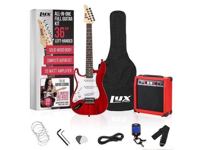 LyxPro Left Hand 36 Inch Electric Guitar and Kit for Lefty Kids with 3/4 Size Beginners Guitar, Amp, Six Strings, Two Picks, Shoulder Strap,...