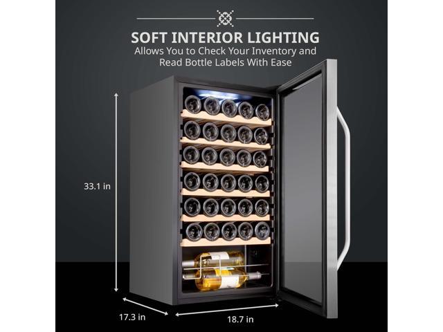 Ivation 34 Bottle Compressor Wine Cooler Refrigerator w/Lock Large Freestanding Wine Cellar For Red, White, Champagne or Sparkling Wine 41f-64f...
