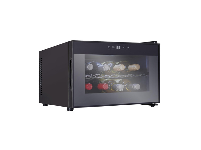 Ivation Premium 8 Bottle Horizontal Thermoelectric Wine Cooler/Chiller Counter Top Red & White Wine Cellar w/Digital Temperature, Freestanding...