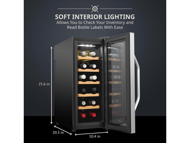 Ivation 12 Bottle Thermoelectric Wine Cooler/Chiller - Stainless Steel - Counter Top Red & White Wine Cellar w/Digital Temperature, Freestanding...