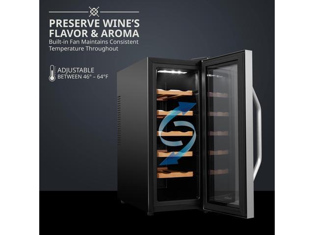 Ivation 12 Bottle Thermoelectric Wine Cooler/Chiller - Stainless Steel - Counter Top Red & White Wine Cellar w/Digital Temperature, Freestanding...