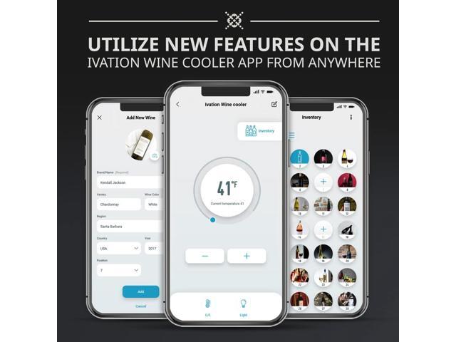 Ivation 34 Bottle Compressor Wine Cooler Refrigerator with Wi-Fi Smart App Control Cooling System Large Freestanding Wine Cellar Fridge For Red...
