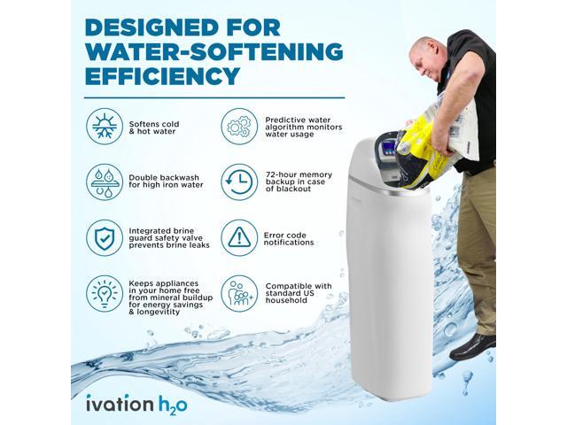 Ivation H2O 40,000 Grain Water Softener with Patented Ceramic Discs, Automatic Whole House Soft Water Regeneration Reduces Magnesium & Hard...