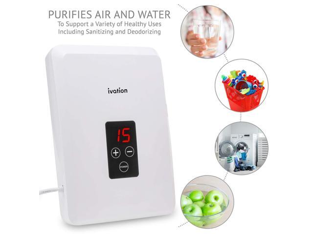 ivation portable ozone generator 600mg/h - multipurpose air sterilizing & freshening system w/2 silicone tubes, 2 diffuser ston