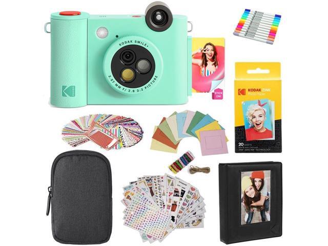 KODAK Smile+ 2-in-1 Digital Instant Print Camera & Photo Printer Gift Bundle + Case + Zink 2x3' Sticky Back Photo Paper 20pk + Album + Sticker Sets...