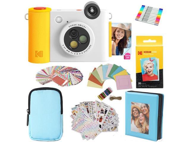 KODAK Smile+ 2-in-1 Digital Instant Print Camera & Photo Printer Gift Bundle + Case + Zink 2x3' Sticky Back Photo Paper 20pk + Album + Sticker...