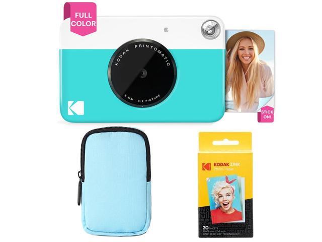 KODAK Printomatic Full-Color Instant Print Camera Starter Bundle + Soft Case + Zink 20 pack Photo Paper - Colorful Photos On 2x3' Sticky-Back Paper...
