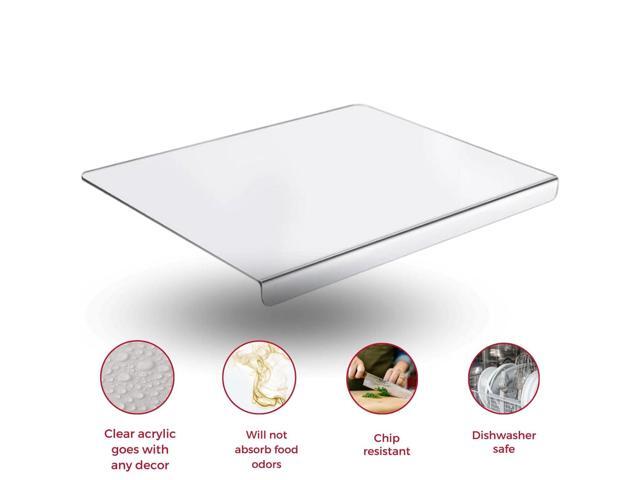Jumbl Clear Acrylic Non-Slip Cutting Board with Counter Lip, Extra Large Size 16' x 18' for Countertop Protection, Kitchen Essential