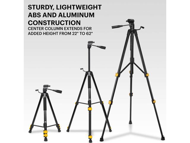 KODAK PhotoGear 62' Lightweight Tripod Compact 3-Section Flip-Lock Aluminum Tripod Adjusts 22-62, QuickRelease Plate, Smartphone Adapter & 1/4 to...