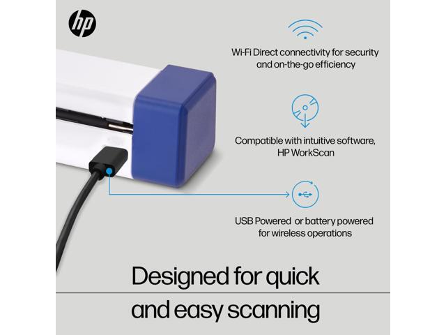 HP PS100W Mobile Document Scanner Compact, Portable, Wireless, 1-Sided Simplex Digital Scanner for Home & Office Rechargeable, USB & Wi-Fi,...