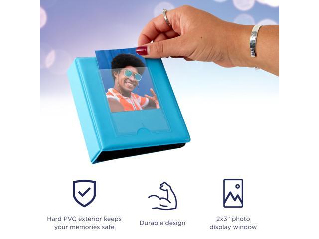 Zink 2x3 Mini Photo Album 64-Pocket w/ Transparent Window Cover for 2x3 ZINK Zero Ink Photo Paper (Blue) Compatible w/ Kodak, Lifeprint, Polaroid,...