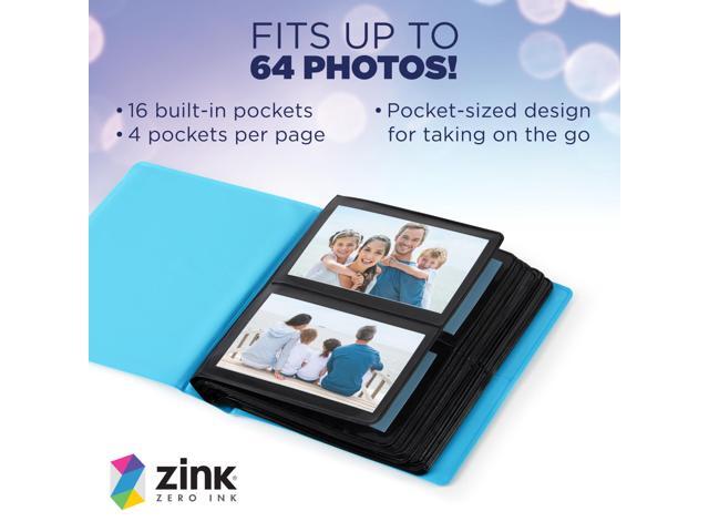 Zink 2x3 Mini Photo Album 64-Pocket w/ Transparent Window Cover for 2x3 ZINK Zero Ink Photo Paper (Blue) Compatible w/ Kodak, Lifeprint, Polaroid,...