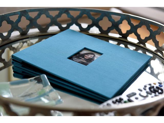 Zink Cloth Covered Scrapbook 8x8 Photo Album w/Front Picture Window for Fuji Instax, Kodak, Polaroid, HP, Lifeprint, Canon Instant Camera Projects...