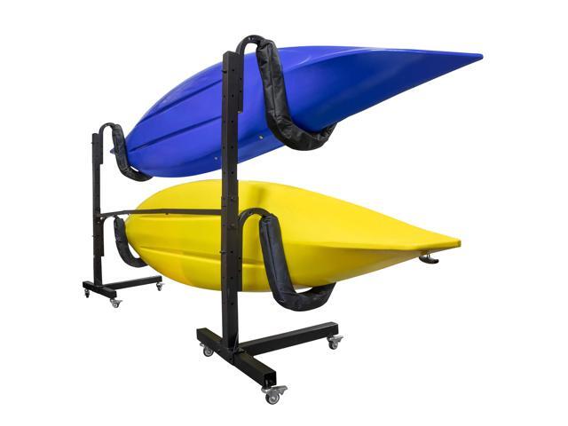 RaxGo Freestanding kayak Rack With Wheels, Storage for Two-Kayak, SUP, Canoe & Paddleboard for Indoor, Outdoor, Garage, Shed, or Dock, Adjustable...