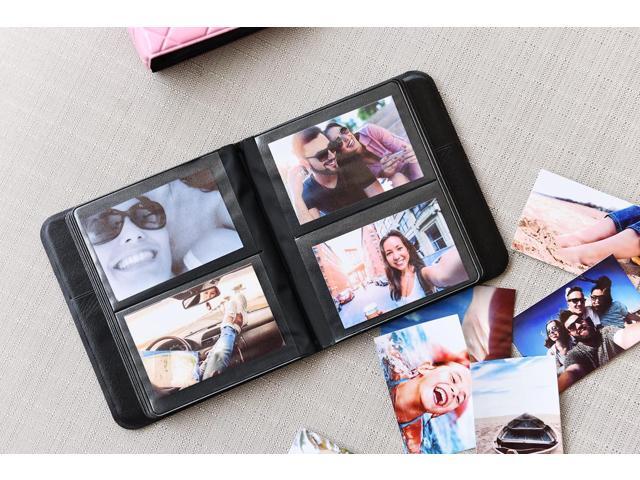 Zink 64-Pocket Photo Album Scrapbook w/Sleek Quilted Cover for 3x4 Photos, Fits Polaroid POP, Kodak Classic, 600 Film (OneStep 2) - Black