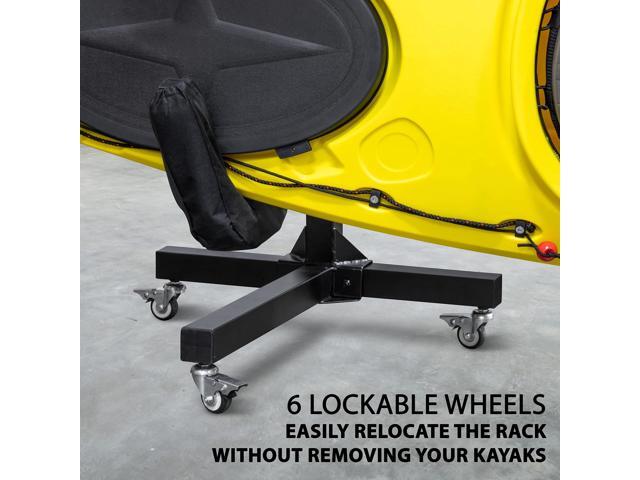 RaxGo Freestanding kayak Rack With Wheels, Storage for Two-Kayak, SUP, Canoe & Paddleboard for Indoor, Outdoor, Garage, Shed, or Dock, Adjustable...