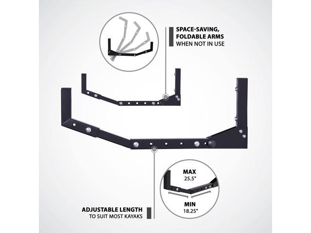 RaxGo Kayak Wall Hanger, Heavy Duty Wall Mounted Kayak Storage Rack Hooks for Kayaks & Canoes, Indoor, Outdoor, Garage, Adjustable Length