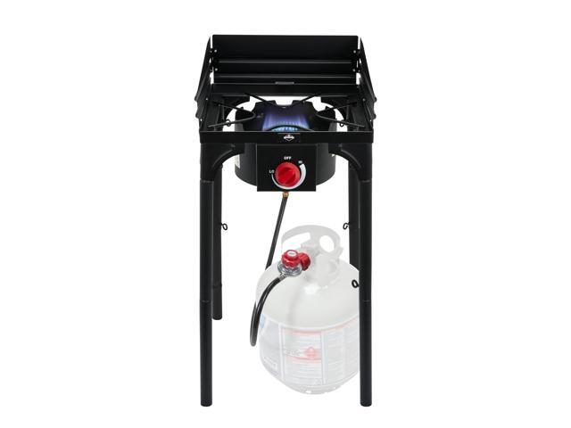 Hike Crew Cast Iron 1-Burner Outdoor Gas Stove 75,000 BTU Portable Propane-Powered Cooktop w/ Blue Flame Control, Removable Legs, Temperature...