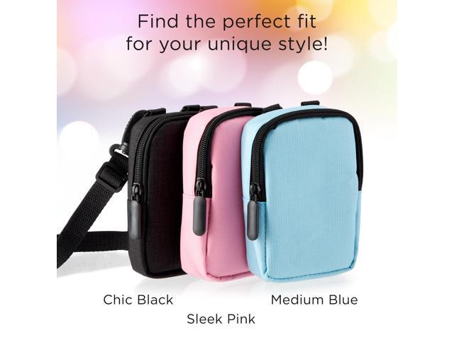Zink Soft Camera Case Small Instant Print Camera & Printer Bag w/Photo Paper Pocket, Zipper Closure & Crossbody Shoulder Strap - Black