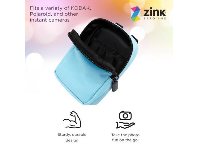 Zink Soft Camera Case Small Instant Print Camera & Printer Bag w/ Photo Paper Pocket, Zipper Closure & Crossbody Shoulder Strap (Blue) for Kodak,...