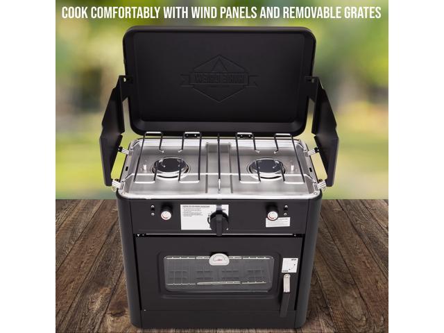 Hike Crew Outdoor Gas Camping Oven w/ Carry Bag CSA Approved Portable Propane-Powered 2-Burner Stove & Oven Auto Ignition, Overheat Safety...