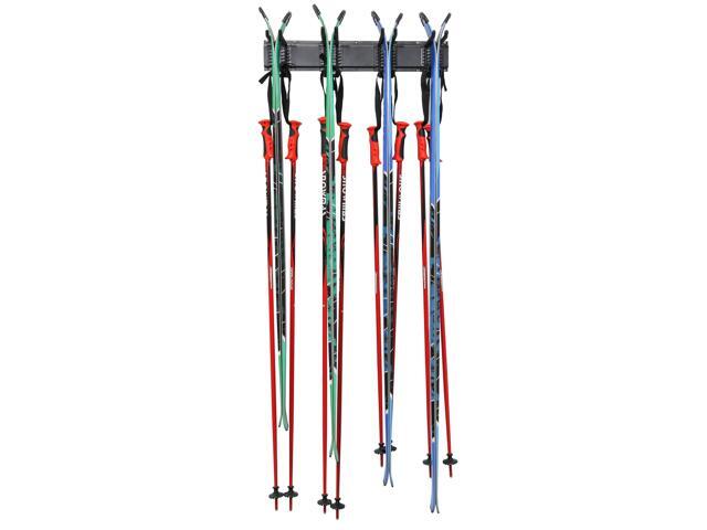 RaxGo Ski Wall Rack, Holds 4 Pairs of Skis & Skiing Poles or Snowboard for Home and Garage Storage, Wall Mounted, Heavy Duty and Adjustable...