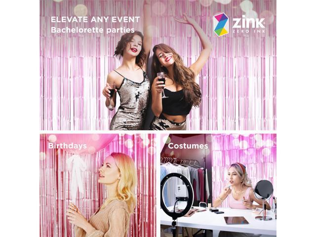 Zink 2 Pack 3.28 Ft x 6.56 Ft Pink Foil Curtain Backdrop - Tinsel Streamers for Photo Booth, Birthday Party, Wedding, Graduation, Holiday Decorations