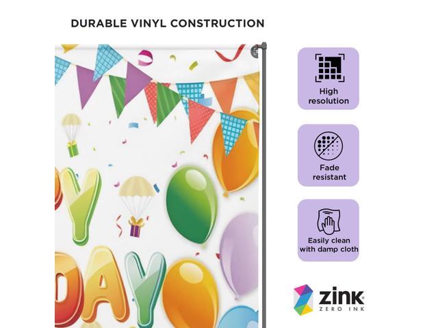 Zink Birthday Photo Backdrop - Wrinkle-Free 4.5 Ft x 6 Ft Photo Studio Backdrop with Happy Birthday Text