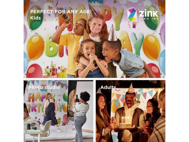 Zink Birthday Photo Backdrop - Wrinkle-Free 4.5 Ft x 6 Ft Photo Studio Backdrop with Happy Birthday Text