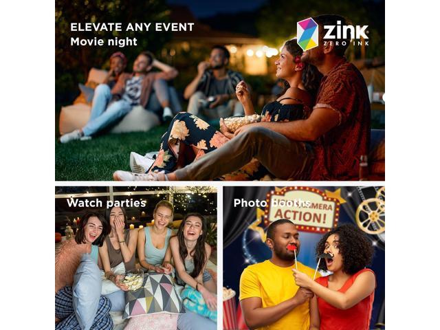 Zink Hollywood Photo Booth Bundle - 15PC Hollywood Themed Photo Booth Kit with 4.5 x 6 Ft Backdrop, Precut Props, Sticks, and Adhesive Pads