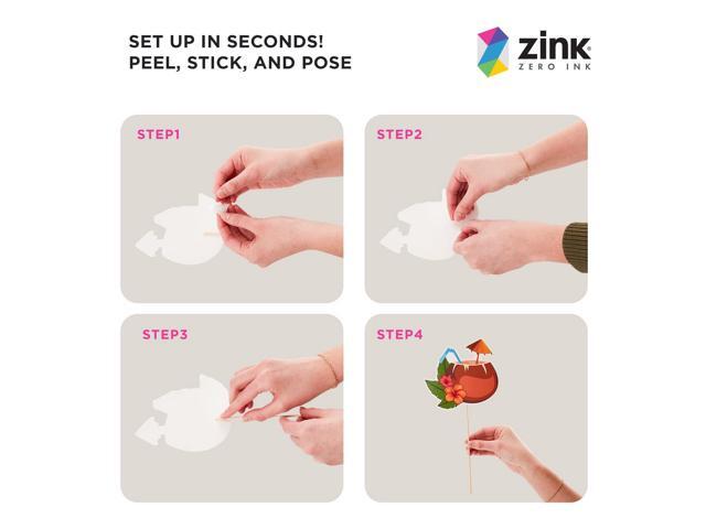 Zink 30PC Luau Party Photo Booth Props - 30 Tropical Hawaiian Photo Booth Props with 30 Sticks and 60 Self-Adhesive Tapes for Photo Booths