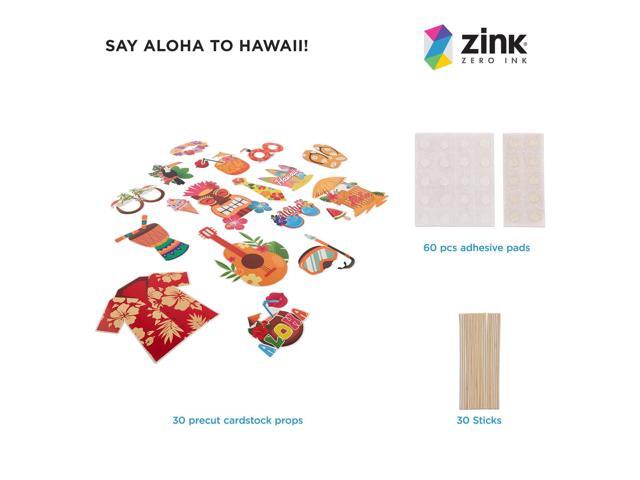Zink 30PC Luau Party Photo Booth Props - 30 Tropical Hawaiian Photo Booth Props with 30 Sticks and 60 Self-Adhesive Tapes for Photo Booths