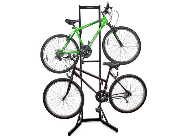 RaxGo Bike Garage Storage Rack, 2 Bicycle Garage Floor Stand, Foldable, Freestanding, Adjustable Hooks, For Mountain & Road bicycles, Universal For...