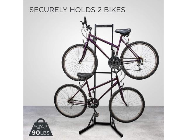 RaxGo Bike Garage Storage Rack, 2 Bicycle Garage Floor Stand, Foldable, Freestanding, Adjustable Hooks, For Mountain & Road bicycles, Universal For...
