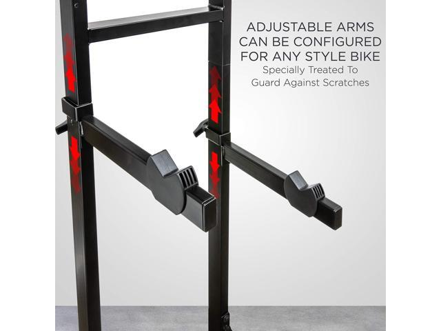 RaxGo Bike Garage Storage Rack, 2 Bicycle Garage Floor Stand, Foldable, Freestanding, Adjustable Hooks, For Mountain & Road bicycles, Universal For...