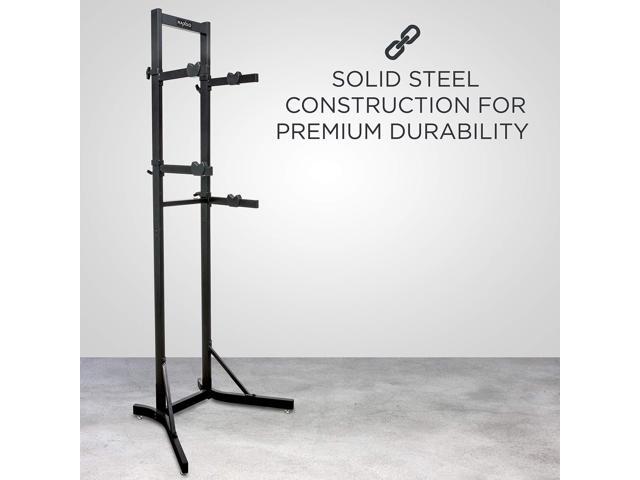 RaxGo Bike Garage Storage Rack, 2 Bicycle Garage Floor Stand, Foldable, Freestanding, Adjustable Hooks, For Mountain & Road bicycles, Universal For...