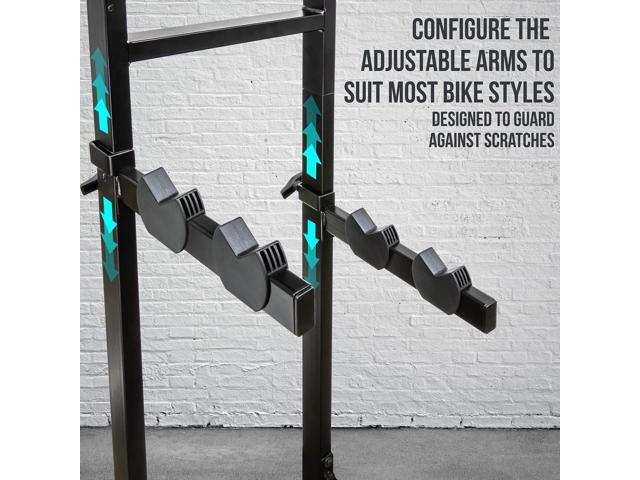 RaxGo Bike Garage Storage Rack, 4 Bicycle Garage Floor Stand, Adjustable, Freestanding, Adjustable Hooks, For Mountain & Road bicycles, Universal...