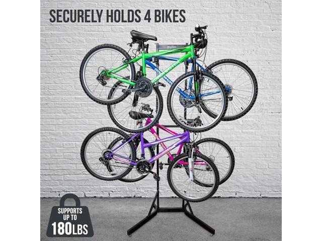 RaxGo Bike Garage Storage Rack, 4 Bicycle Garage Floor Stand, Adjustable, Freestanding, Adjustable Hooks, For Mountain & Road bicycles, Universal...