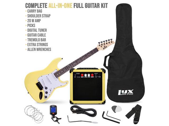 LyxPro 39 inch Electric Guitar Kit Bundle with 20w Amplifier, All Accessories, Digital Clip On Tuner, Six Strings, Two Picks, Tremolo Bar, Shoulder...