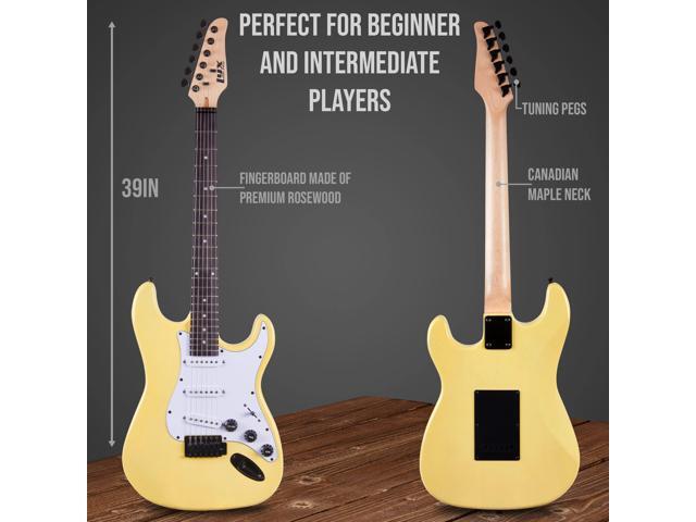 LyxPro 39 inch Electric Guitar Kit Bundle with 20w Amplifier, All Accessories, Digital Clip On Tuner, Six Strings, Two Picks, Tremolo Bar, Shoulder...