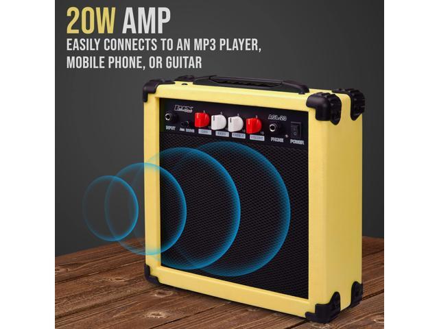 LyxPro 39 inch Electric Guitar Kit Bundle with 20w Amplifier, All Accessories, Digital Clip On Tuner, Six Strings, Two Picks, Tremolo Bar, Shoulder...