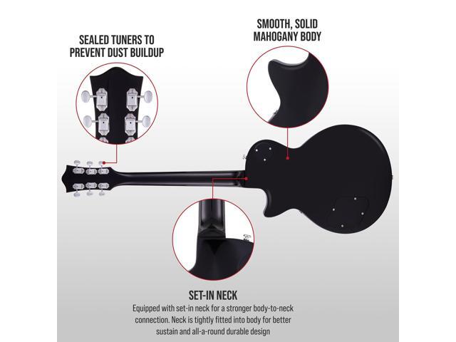 LyxPro 39 SB Series Electric Guitar, LP Style for Beginner, Intermediate & Pro Players Solid Body Guitar, Bonus 2-Pack of Picks, Mahogany Wood,...