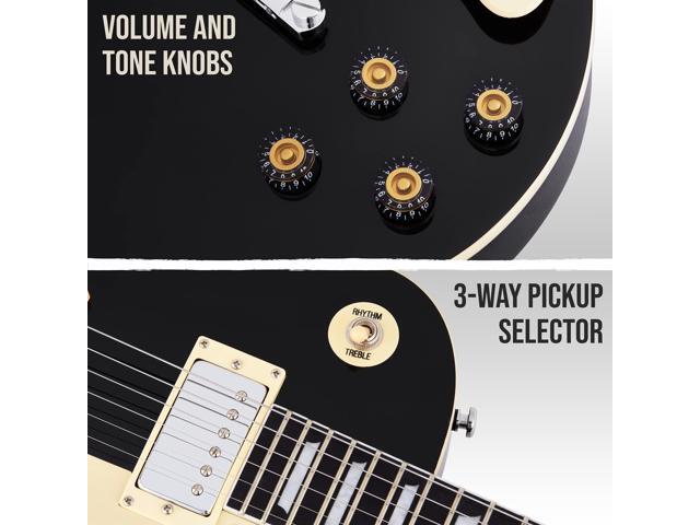 LyxPro 39 SB Series Electric Guitar, LP Style for Beginner, Intermediate & Pro Players Solid Body Guitar, Bonus 2-Pack of Picks, Mahogany Wood,...