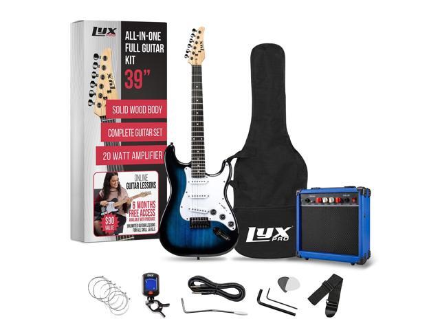 LyxPro 39 inch Electric Guitar Kit Bundle with 20w Amplifier, All Accessories, Digital Clip On Tuner, Six Strings, Two Picks, Tremolo Bar, Shoulder...