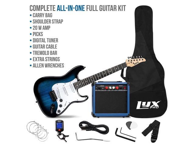 LyxPro 39 inch Electric Guitar Kit Bundle with 20w Amplifier, All Accessories, Digital Clip On Tuner, Six Strings, Two Picks, Tremolo Bar, Shoulder...